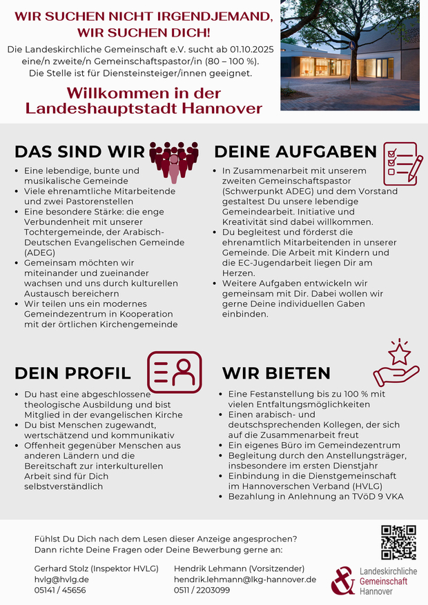 Pastorin oder Pastor ab 01.10.2025 gesucht
