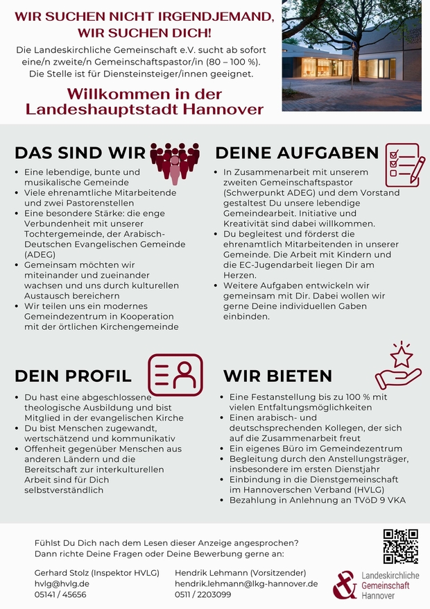 Pastorin oder Pastor ab sofort gesucht